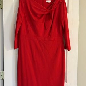Calvin Klein Red Long Sleeve Dress with Bow